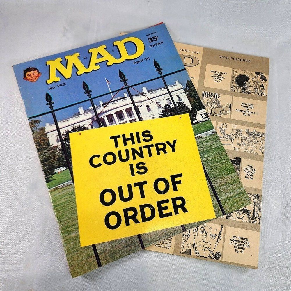 Mad Magazine Issue #142 April 1971 "This Country Is Out Of Order" Detached Cover